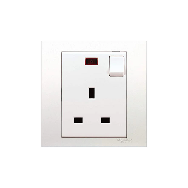 Schneider Vivace 13A Single Switched Socket With Neon, White KB15N