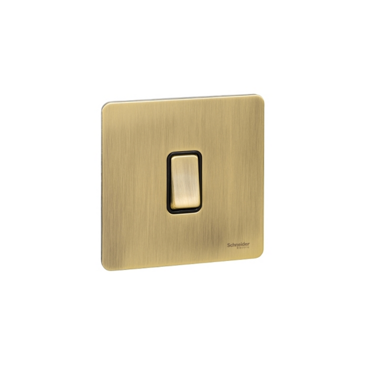 Schneider Electric Ultimate Screwless flat plate - 2-w retract plate sw - 1 gang - antique brass - GU1412RBAB