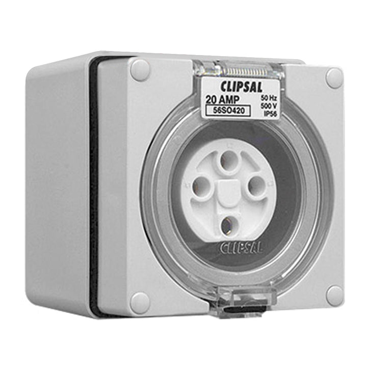 Schneider Electric WPS Socket-Outlet, 20A, 500V, 3-Phase, 5-Pole, Round Pin, IP66 - S56SO420GY
