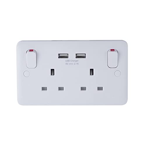 Schneider Electric Lisse White Moulded - Twin Socket combined 2 x USB SP 2.1 A. White - GGBL30202USB_AS