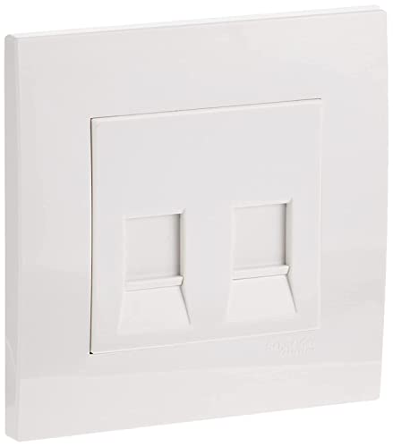 Schneider Electric KB32RJK Vivace White - 2 Gang Keystone Wallplate with Shutter without Ketstone Jack RJ-45