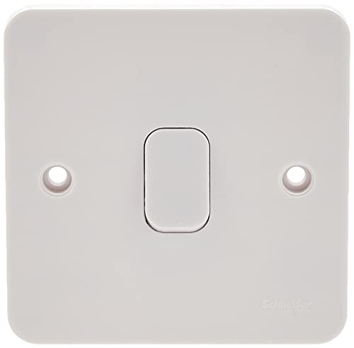 Schneider Electric GGBL1012NIS Lisse 1 Gang 2 Way 10Ax Plate Switch, White