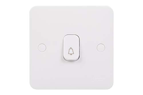 Schneider Electric GGBL1012RB Lisse Retractive Plate Switch With Bell Symbol, 1 Gang, 2 Way, 10A, White