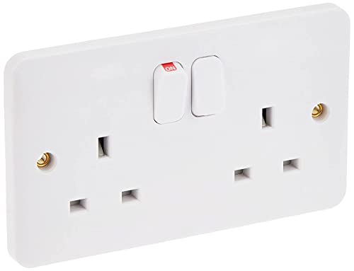 Schneider Electric GGBL3020NIS Lisse UK Standard Switch Socket White, 2 gang 13A BS 1363-2