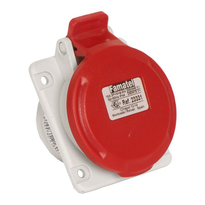 Famatel Panel Socket 400V 3P+E+N IP44  Flush Mount 10° Inclined (Amp - 16A / 32A )