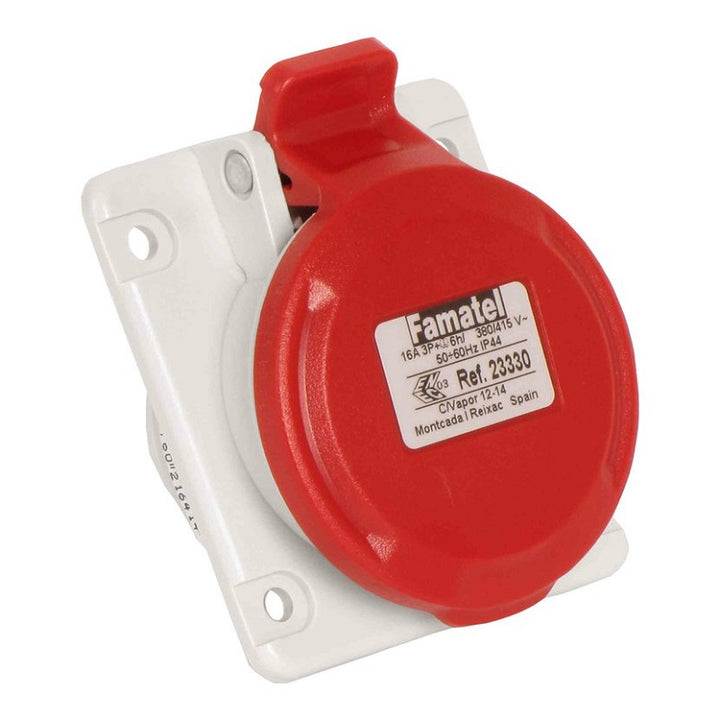 Famatel Panel Socket 400V 2P+E IP44 Flush Mount 10° Inclined (Amp - 16A / 32A )
