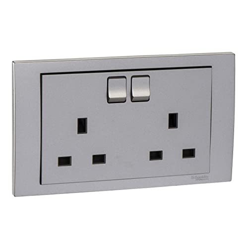 Schneider Electric Vivace Silver - Double Switched Socket -16 A X 250 V -2 Gang, - KB25_AS