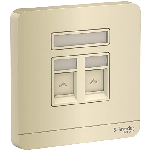 Schneider Electric E8332RJS_WG AvatarOn Gold - 2 Gang Keystone Wallplate with Shutter without Ketstone Jack RJ-45