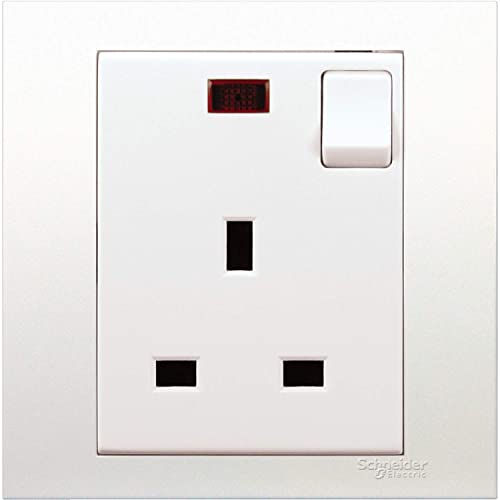 Schneider Vivace 13A Single Switched Socket with Neon, White KB15N