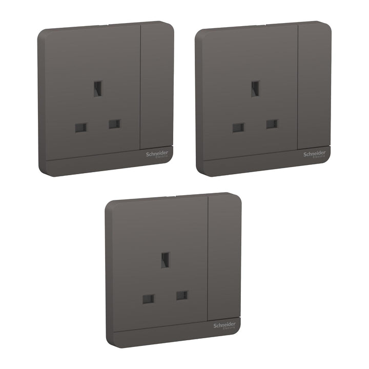 Schneider Electric AvatarOn, switched socket, 3P, 13 A, 250 V, LED, Dark Grey (Model Number - E8315N_DG_G12)
 - Pack of 3