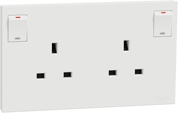 Schneider Electric Switched socket, AvatarOn C, 13A 250V, 2 gangs, White - E87T25_WE