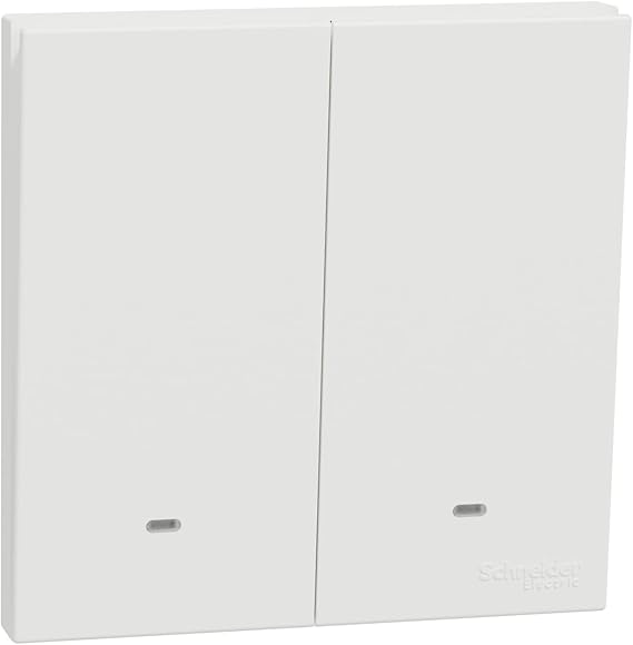 Schneider Electric Switch with Fluorescent Locator, AvatarOn C, 2 way, 2 gang, 16AX, 250V, White - E8732L2F_WG