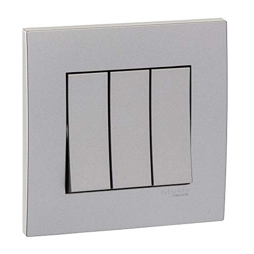 Schneider Electric KB33R_1_AS Vivace Silver - 1-way plate switch 3 gang - 16AX - Silver