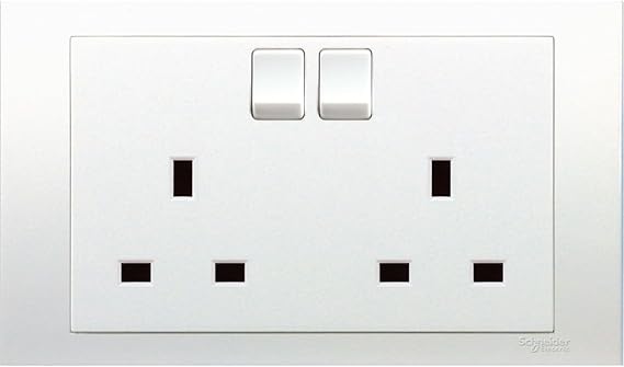 Schneider Electric 2 Gang, 13A 250V British Standard DP Switched Socket, Vivace, Small dolly, White - KB25D_WE