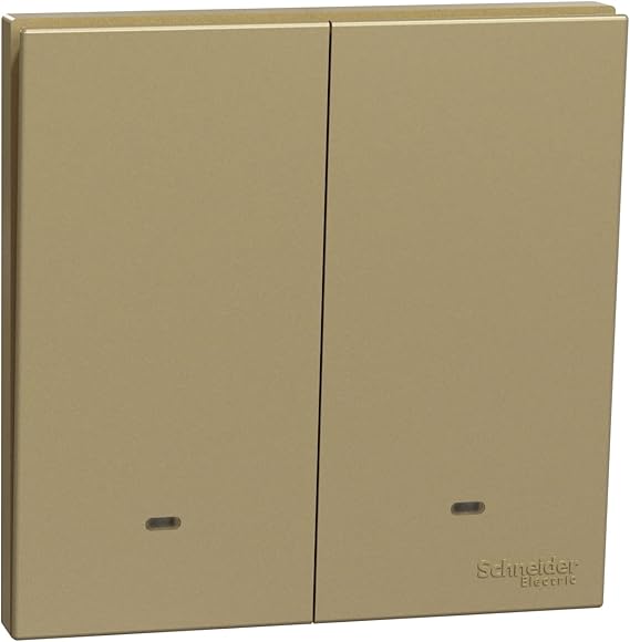 Schneider Electric Switch with Fluorescent Locator, AvatarOn C, 2 way, 2 gang, 16AX, 250V, Wine Gold - E8732_RD250U_DG