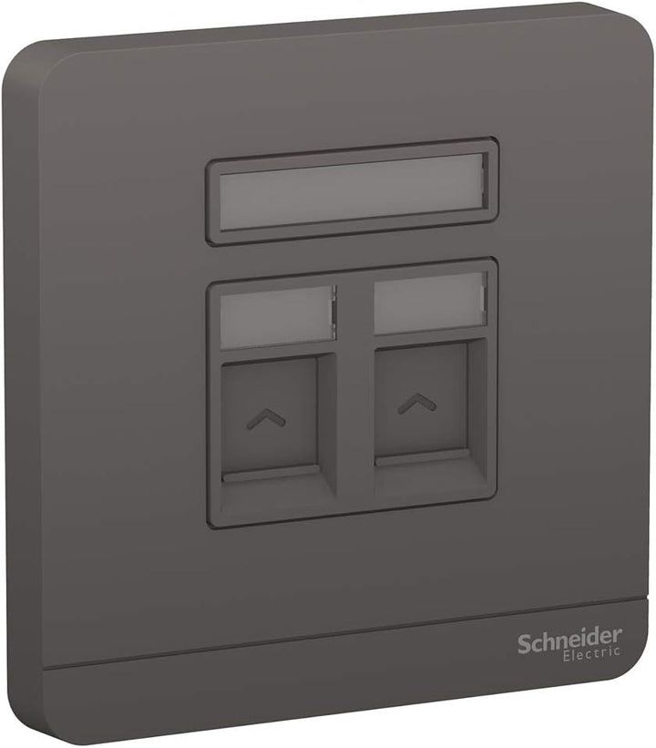 Schneider Electric AvatarOn E8332RJS_DG 1 Gang 2 Keystone Wallplate Jack RJ-45 Dark Grey