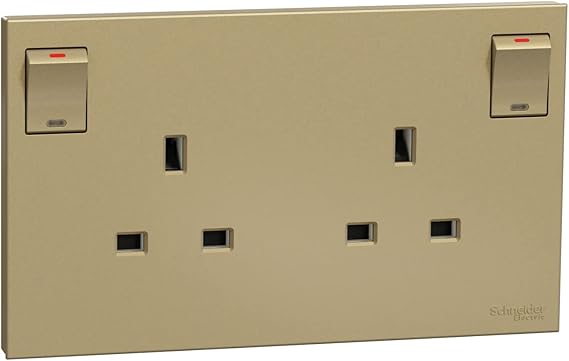 Schneider Electric Switched socket, AvatarOn C, 13A 250V, 2 gangs, Wine Gold - E87T727V_DG