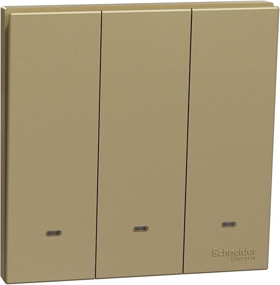 Schneider Electric Switch with Fluorescent Locator, AvatarOn C, 1 way, 3 gang, 16AX, 250V, Wine Gold - E8733L2F_DG