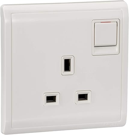 Schneider Electric Pieno 13A 250V Single Switched Socket - White - E8215