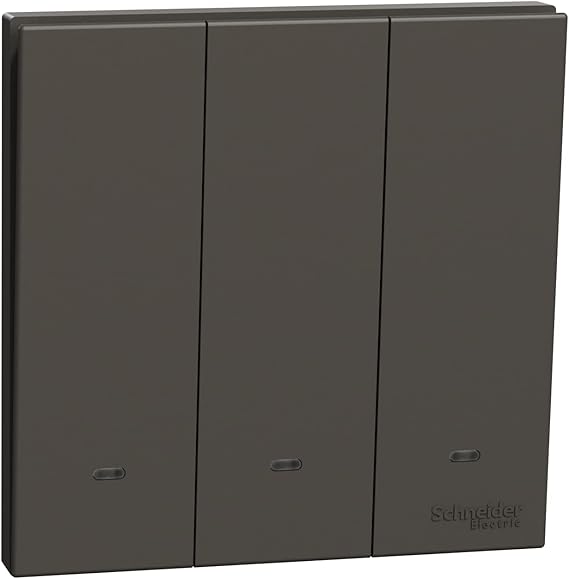 Schneider Electric Switch with Fluorescent Locator, AvatarOn C, 1 way, 3 gang, 16AX, 250V, dark grey - E8733L1F_WE