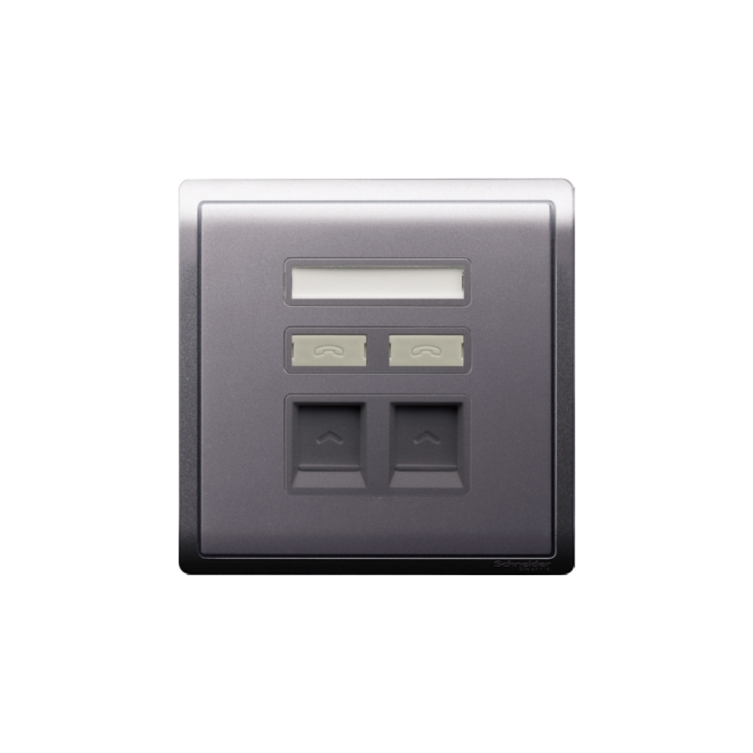 Schneider Electric 2 Gang Shuttered Keystone/ Data Outlet Wallplate wi