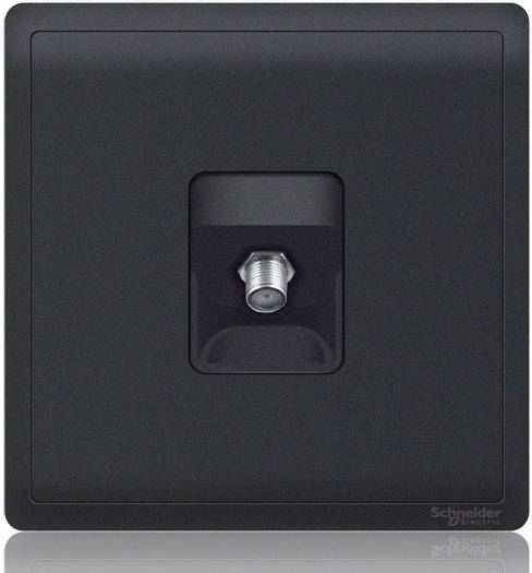 Schneider Electric 1 Gang TV Socket, 75 ohm, Through-Connection  - E8231TVF (Matt Black/ White)