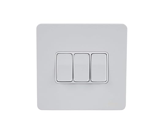 Schneider Electric Ultimate Screwless flat plate - rocker plate switch - 3 gangs - painted white - GU1432-WPW