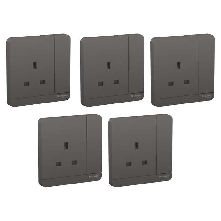 Schneider Electric AvatarOn, switched socket, 3P, 13 A, 250 V, LED, Dark Grey (Model Number - E8315N_DG_G12)
 - Pack of 5