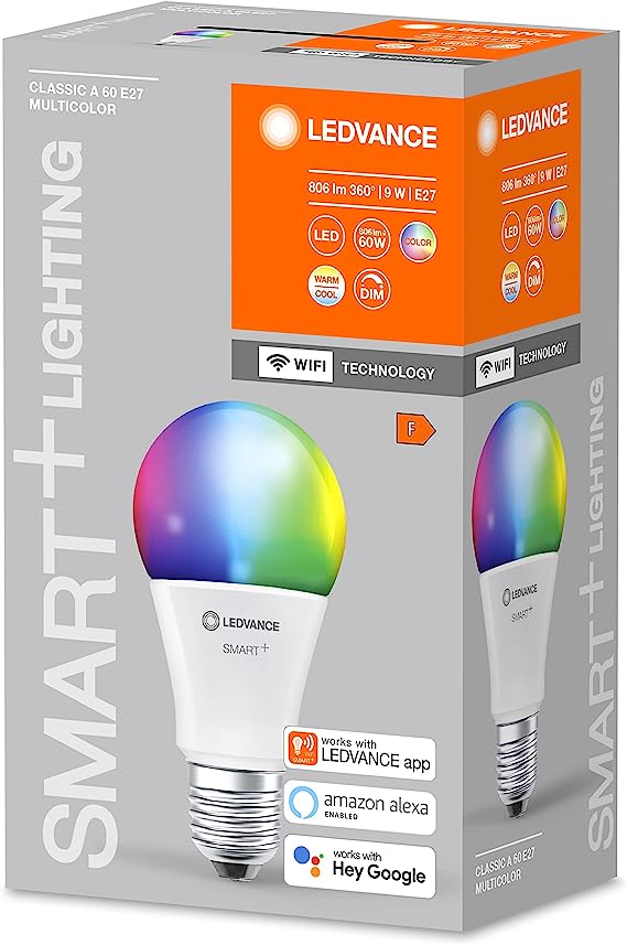 Ledvance LED Lamp, Replacement For 60 W Incandescent Bulb, Smart+ Classic Multicolour [Energy Class A] ( Bluetooth / Wifi)