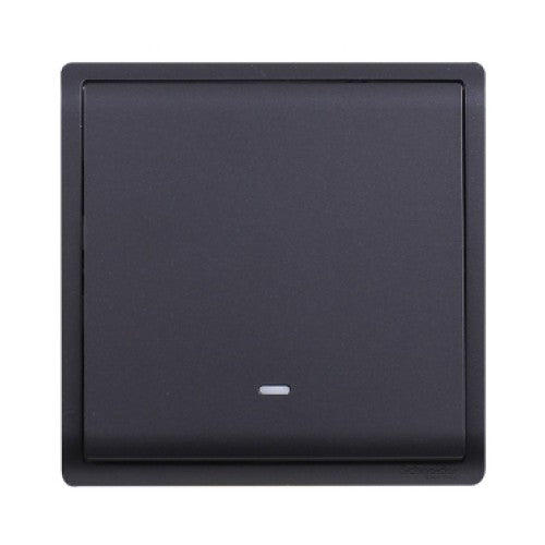 Schneider Electric Pieno 1-Gang 10A Momentary Switch with Fluorescent Locator – Matt Black