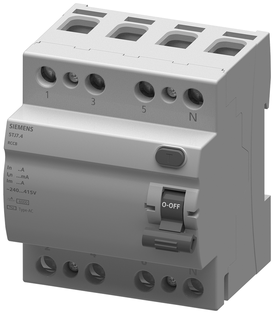 5TJ74440 - Siemens 5TJ Residual Current Circuit Breaker (RCCB), 4-Pole