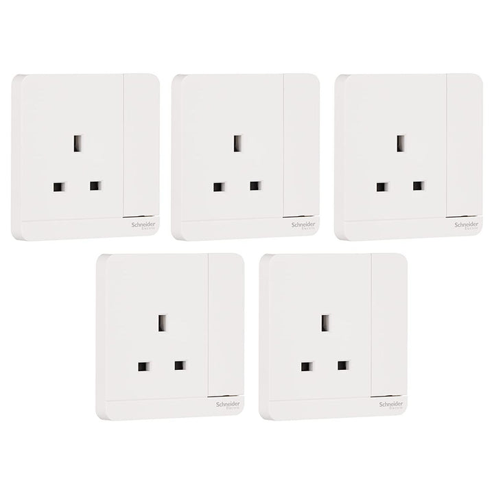 Schneider Electric E8315N_WE_G12 AvatarOn White - Single switched socket - 13 A - 230 V - 1 gang -White with Neon - Pack of 5