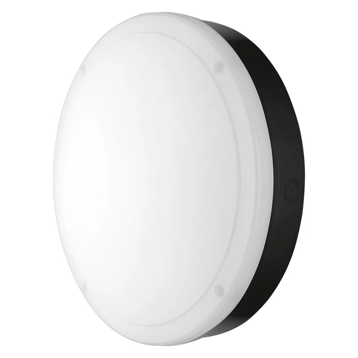Ledvance 20W IP65 Bulkhead LED Light 3000K Warm White Black Round Outdoor Wall Fixture
