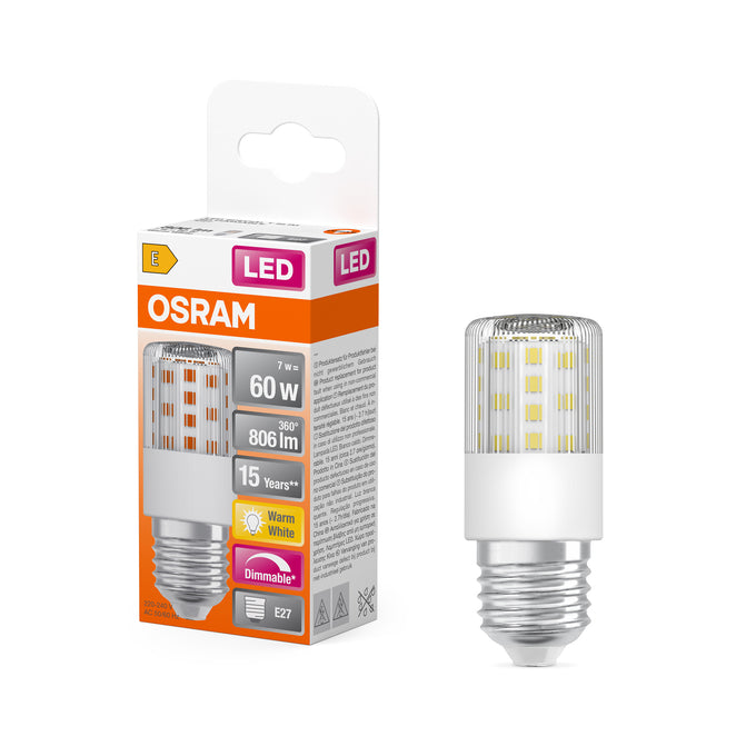 Ledvance LED Special T Slim 7W 2700K Warm White E27 Clear Bulb Dimmable 60W Equivalent 320° Beam