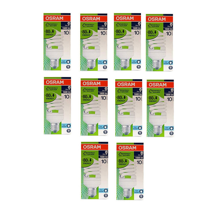 OSRAM DULUXSTAR MINI TWIST 23W Daylight CFL Spiral Bulb – E27 Base, 865 Cool Daylight (Pack of 10)