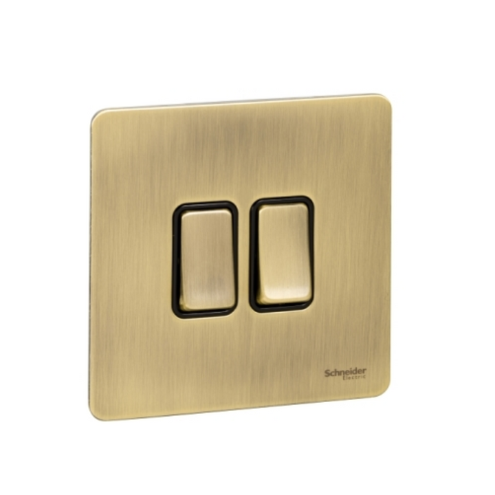 Schneider Electric Ultimate Screwless flat plate - rocker plate switch - 4 gangs - antique brass - GU1442BAB