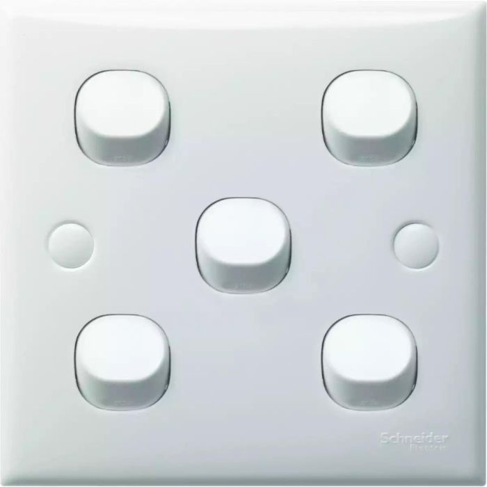 Schneider Electric S-Classic 1-Way Switch 5 Gangs, White - E35_1_2AR_WE_G3