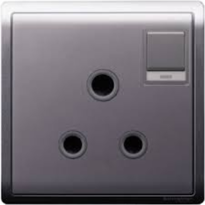 Schneider Electric 10A 250V - 1gang 2 round pin switched socket - matt black - E8215US_MB_G1