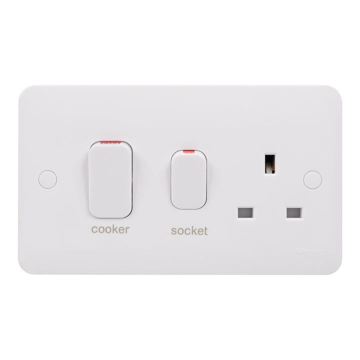 Schneider Electric Lisse - Cooker Control Unit - 2 gangs - LED - 45A DP white moulded - GGBL4001S