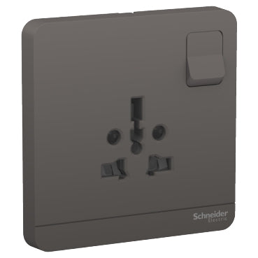 Schneider Electric AvatarOn, switched socket, 2P + 3P, 16 A, 250 V, Dark Grey E8315TS_DG