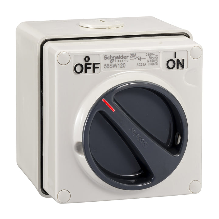 Schneider Electric WPS 20A 250V 1-Pole Switched Isolator IP66 (Grey) - S56SW120GY
