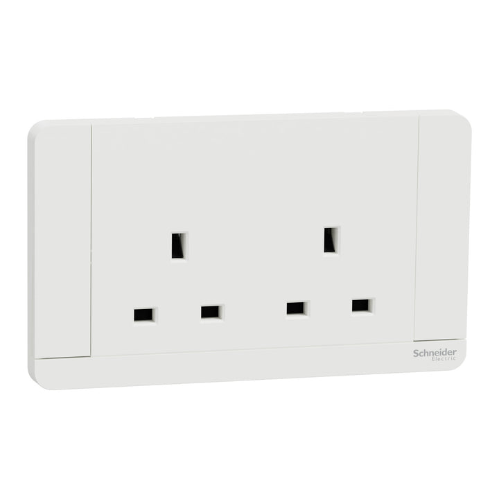 Schneider Electric AvatarOn 2 Gang 13A 250V Switched Socket, BS 1363 Standard, White – E83T25D_WE