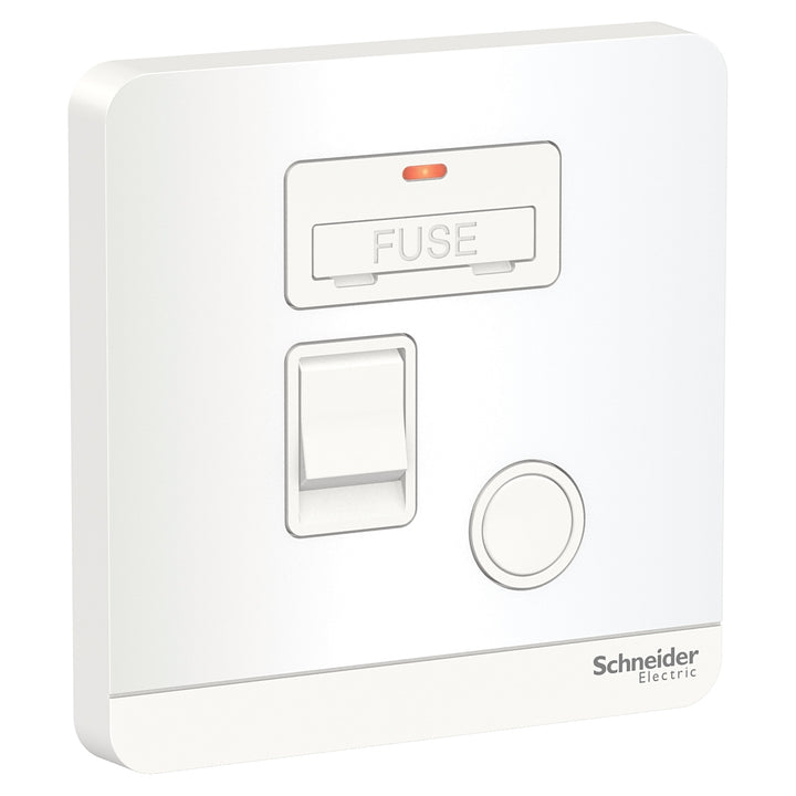 Schneider Electric AvatarOn 13A 250V 1 Gang Switch Disconnector Fuse with Neon Indicator, White - E8331DFSGN_WE