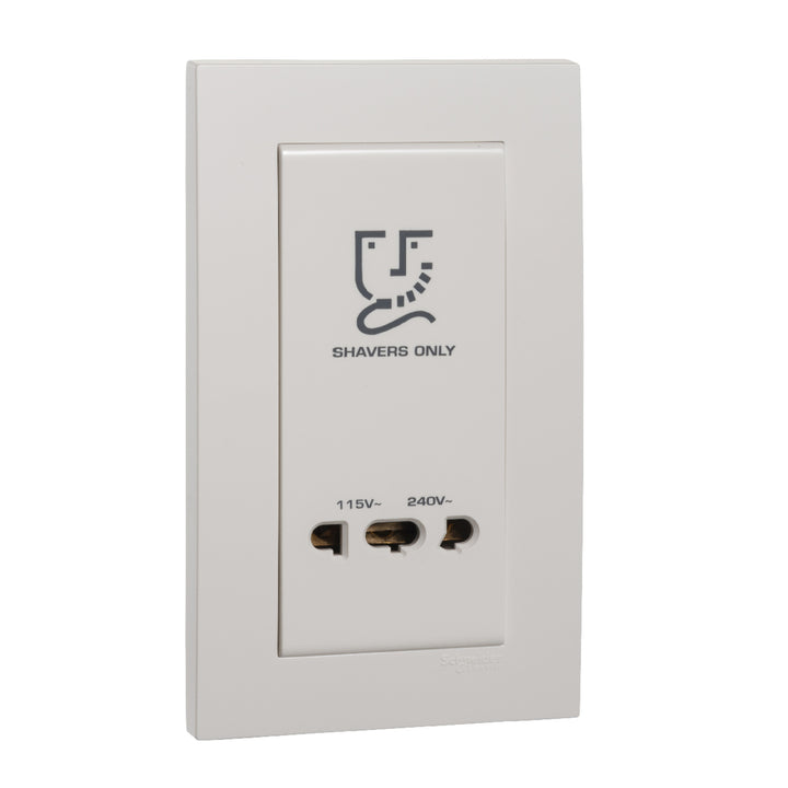 Shaver Unit Schneider Electric Vivace Shaver Socket 115/240V 2 Gang Bathroom Shaver ...