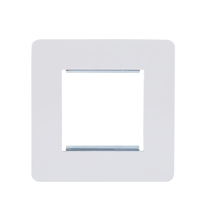 Schneider Electric Ultimate Screwless Euro Modular Front Plate, 2 Gangs, White Metal - GU8460PW