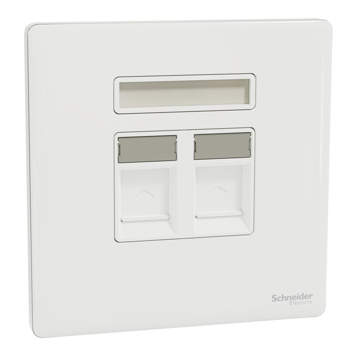 Schneider Electric Unica X 2-Gang RJ45 Central Plate with Shutter - Painted White NUX32RJ_PW