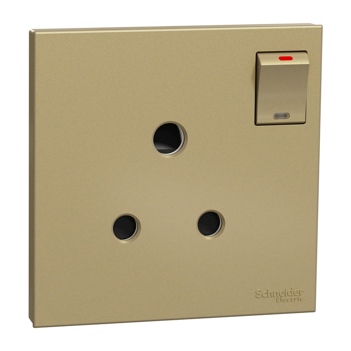 Schneider Electric AvatarOn C Switched socket 15A 250V 1 gang 3 round pin wine gold E8715_15_WG