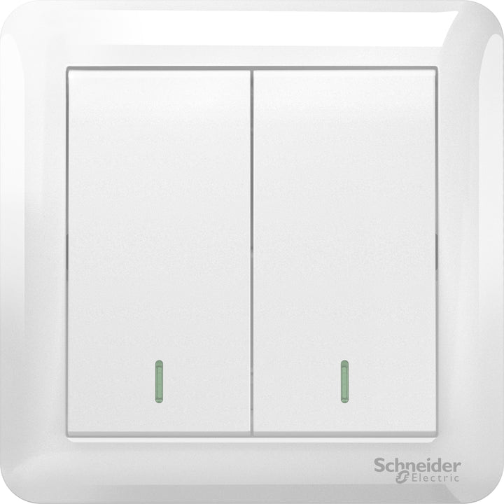 Schneider Electric 10AX 250V 2 Gang 2 Way Switch, White - A3G32B2A_WE_G11