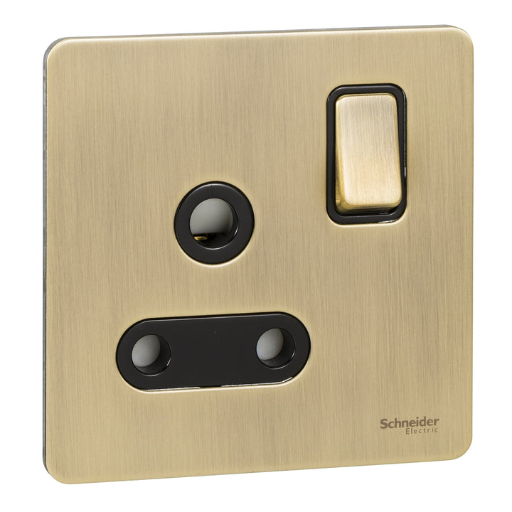 Schneider Electric Ultimate Screwless flat plate - switched socket - 1 gang - antique brass - GU3490BAB