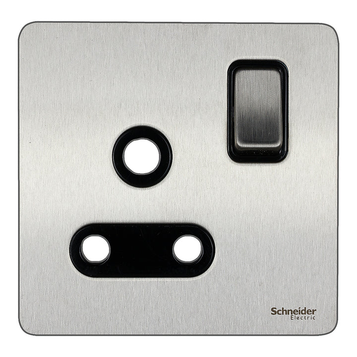 Schneider Electric Switched socket, Ultimate Screwless flat plate, 1P, screw terminal, IP20, stainless steel - GU3490-BSS